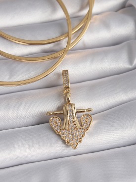 Erb Pirinç Gold Renk Zirkon Taşlı Çapa Model Ajda Charm