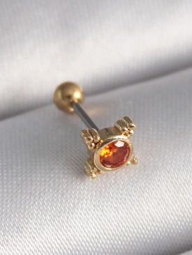 Erb 316L Çelik Gold Renk Turuncu Zirkon Taşlı Tragus Piercing