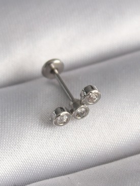 Erb 316L Çelik Gümüş Renk Zirkon Taşlı Tragus Piercing