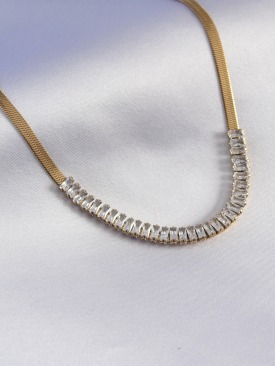 Erb 316L Çelik Gold Renk İtalyan Zincir Model Zirkon Taşlı Kadın Kolye