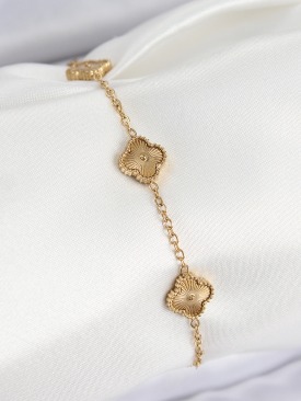 Erb 316L Çelik Gold Renk Yonca Kadın Bileklik