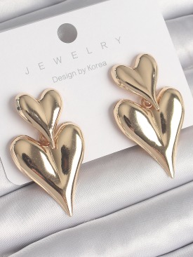 Erb Pirinç Gold Renk Sallantı Kalp Model Kadın Küpe