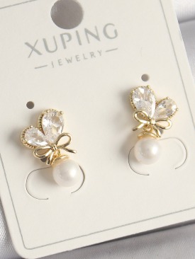 Erb Pirinç Gold Renk Zirkon Taşlı Düğüm Model Xuping Kadın Küpe