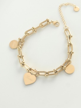 Erb 316L Çelik Gold Renk Kalp Figür Tiffany Zincir Bileklik