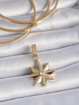 Erb Pirinç Gold Renk Zirkon Taşlı Kutup Yıldızı Ajda Charm