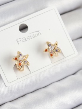 Erb Pirinç Zirkon Taşlı Yıldız Model Gold Renk Çocuk Küpe