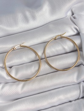 Erb 316 Çelik Gold Renk 43 Mm Halka Model Kadın Küpe