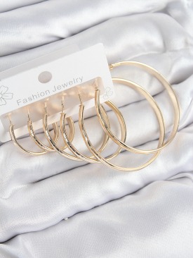 Erb Pirinç Halka Model Gold Renk Kadın Set Küpe