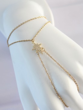 Erb 316L Çelik Gold Renk Zirkon Taşlı Kutup Yıldızı Tasarımlı Şahmeran