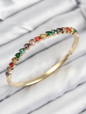 Erb Pirinç Renkli Zirkon Taşlı Kalp Model Gold Renk Kadın Kelepçe