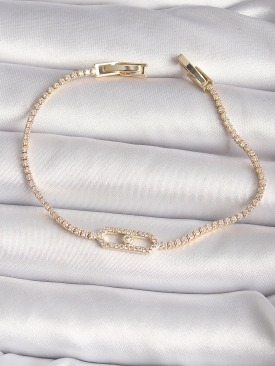 Erb Pirinç Gold Renk Zirkon Taşlı Messika Model Kadın Bileklik