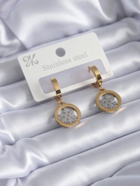 Erb 316L Çelik Gold Renk Kar Tanesi Model Kadın Küpe