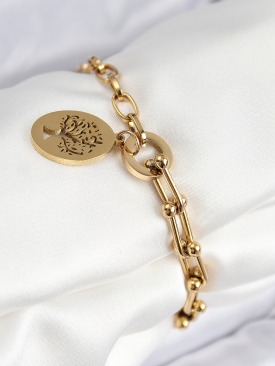 Erb 316L Çelik Tifany Ağaç Model Gold Renk Kadın Bileklik