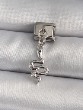 Erb 316L Çelik Gümüş Renk Sallantı Yılan Model Nomination Charm