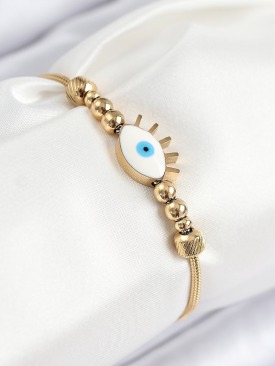 Erb 316L Çelik Göz Charm Model Gold Renk Kadın Bileklik