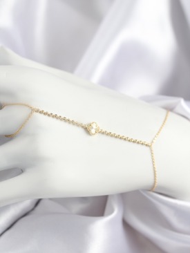 Erb Pirinç Zirkon Taşlı Yonca Model Gold Renk Şahmeran