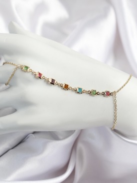 Erb Pirinç Renkli Kare Zirkon Taşlı Y Model Gold Renk Kadın Şahmeran