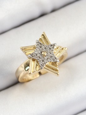 Erb Pirinç Zirkon Taşlı Yıldız Model Gold Ve Gümüş Renk Kadın Yüzük