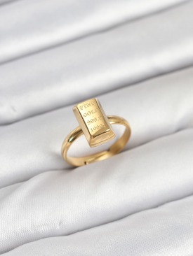 Erb Pirinç Gold Renk Külçe Altın Model Kadın Yüzük