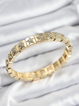 Erb Pirinç Zirkon Taşlı Yıldız Model Gold Renk Lastikli Kadın Bileklik