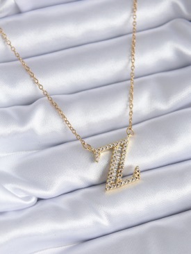Erb 316L Çelik Gold Renk Z Harf Model Zirkon Taşlı Kadın Kolye