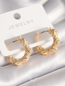 Erb Pirinç Gold Renk Örme Halka Model Kadın Küpe