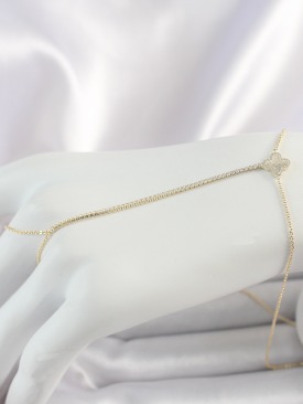 Erb Pirinç Gold Renk Su Yolu Zirkon Taşlı Yonca Model Kadın Şahmeran