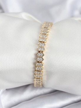 Erb Pirinç VIP Seri Gold Renk Zirkon Taşlı Kadın Bileklik