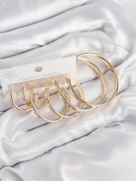 Erb Pirinç Halka Model Gold Renk Kadın Set Küpe