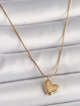 Erb 316L Çelik Gold Renk Zincir Kalp Figür Kadın Kolye