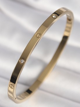 Erb 316L Çelik Gold Renk Zirkon Taşlı Cartier Model Kadın Bilezik