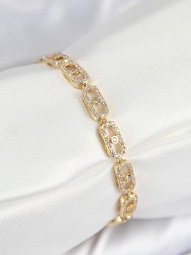 Erb Pirinç Zirkon Taşlı Messika Model Gold Renk VIP Seri Kadın Bileklik