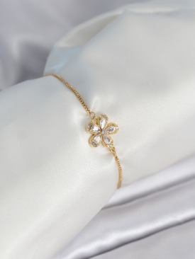 Erb Çiçek Model Asansörlü Gold Renk Kadın Bileklik