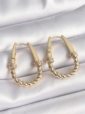 Erb 316L Çelik Gold Renk Burgu Halka Model Kadın Küpe