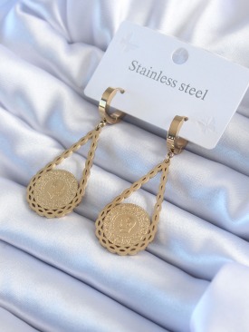 Erb 316L Çelik Gold Renk Çeyrek Model Kadın Küpe