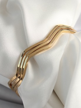 Erb 316L Çelik Gold Renk Zikzak Model Ajda Bileklik