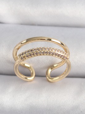 Erb Pirinç Gold Renk Zirkon Taşlı Kadın Yüzük