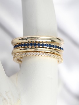 Erb Pirinç Gold Renk Zirkon Taşlı 4\'Lü Kadın Yüzük