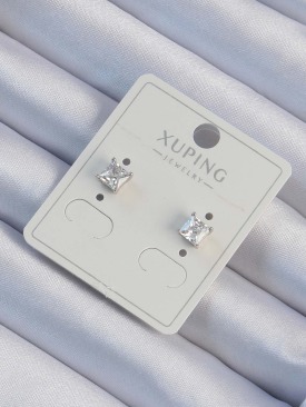 Erb Xuping Gümüş Renk Zirkon Taşlı Kare Küpe