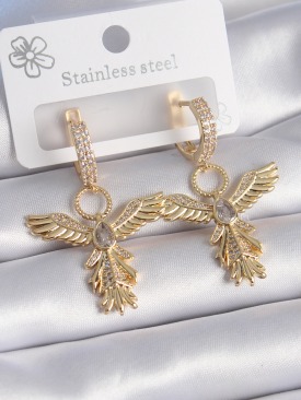 Erb Pirinç Gold Renk Zirkon Taş Detay Anka Kuşu Model Kadın Küpe