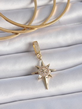 Erb Pirinç Gold Renk Zirkon Taşlı Kutup Yıldızı Model Ajda Charm