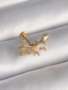 Erb 316L Çelik Gümüş Renk Zirkon Taşlı Yıldız Model Tragus Piercing
