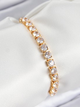 Erb Pirinç Zirkon Taşlı Kare Model Gold Renk Asansörlü Kadın Bileklik