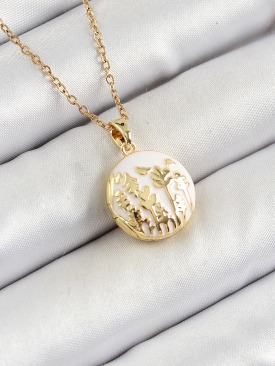 Erb 316L Çelik Zincir Açılabilir Sanatsal Vintage Çiçek Model Gold Renk Kadın Kolye