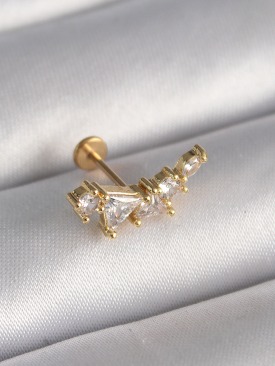 Erb 316L Çelik Gold Renk Zirkon Taşlı Tragus Piercing