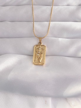 Erb 316L Çelik Gold Renk Zirkon Taşlı El Figür Vintage Kolye