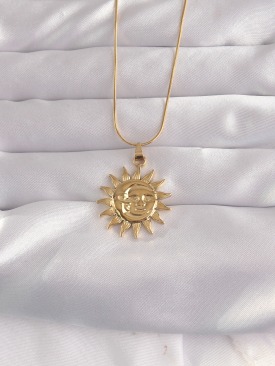Erb 316L Çelik Gold Renk Güneş Figür Vintage Kolye
