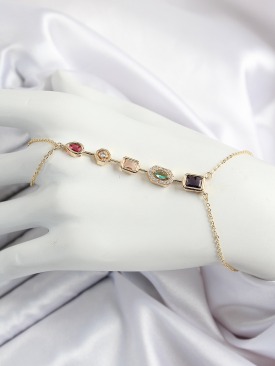 Erb Pirinç  Renkli Zirkon Taşlı Y Model Gold Renk Kadın Şahmeran