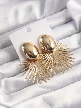 Erb Pirinç Gold Renk Yansımalı Küpe