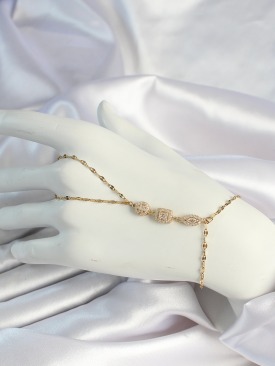 Erb 316L Çelik Gold Renk Zirkon Taşlı Baget Şahmeran